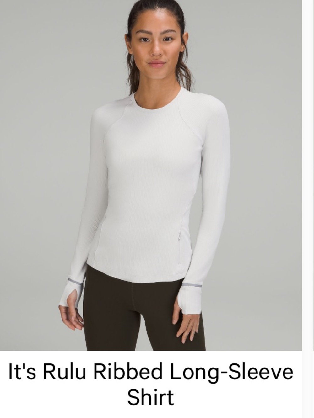 lululemon athletica Rulu Ribbed Long-Sleeve Top - Vapor sz 14